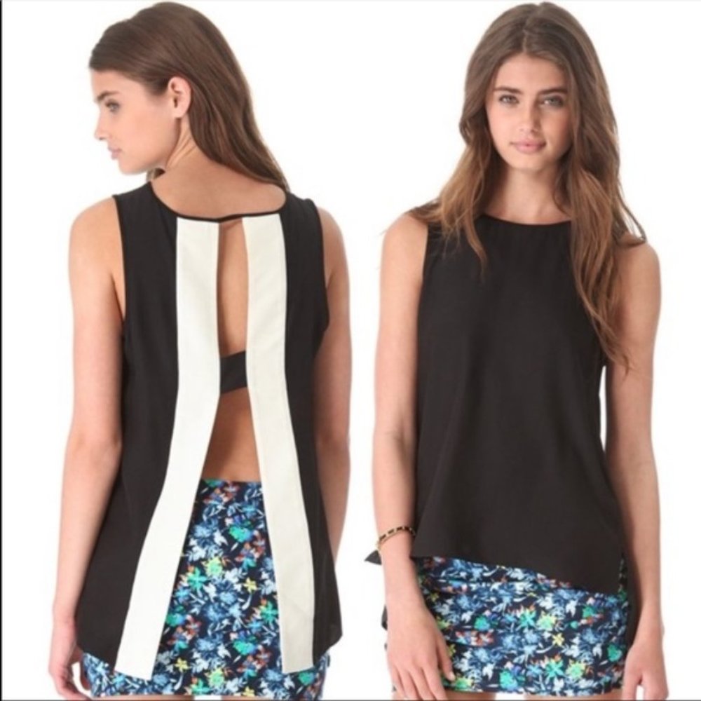 Parker open back tuxedo silk tank silk small